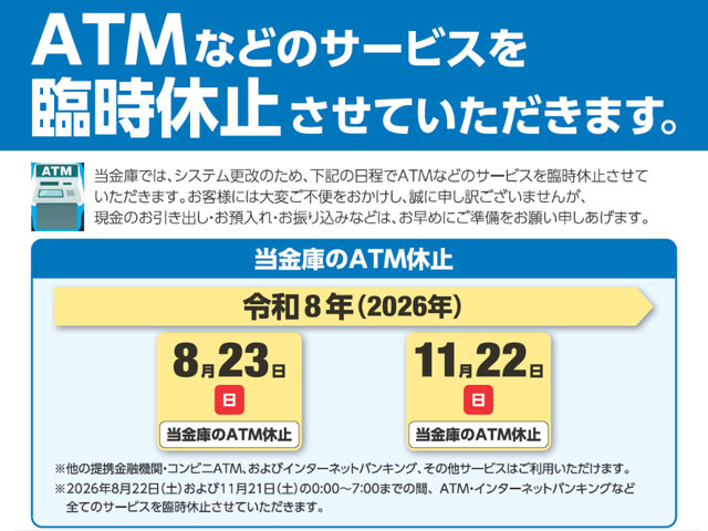 ATM休止2026